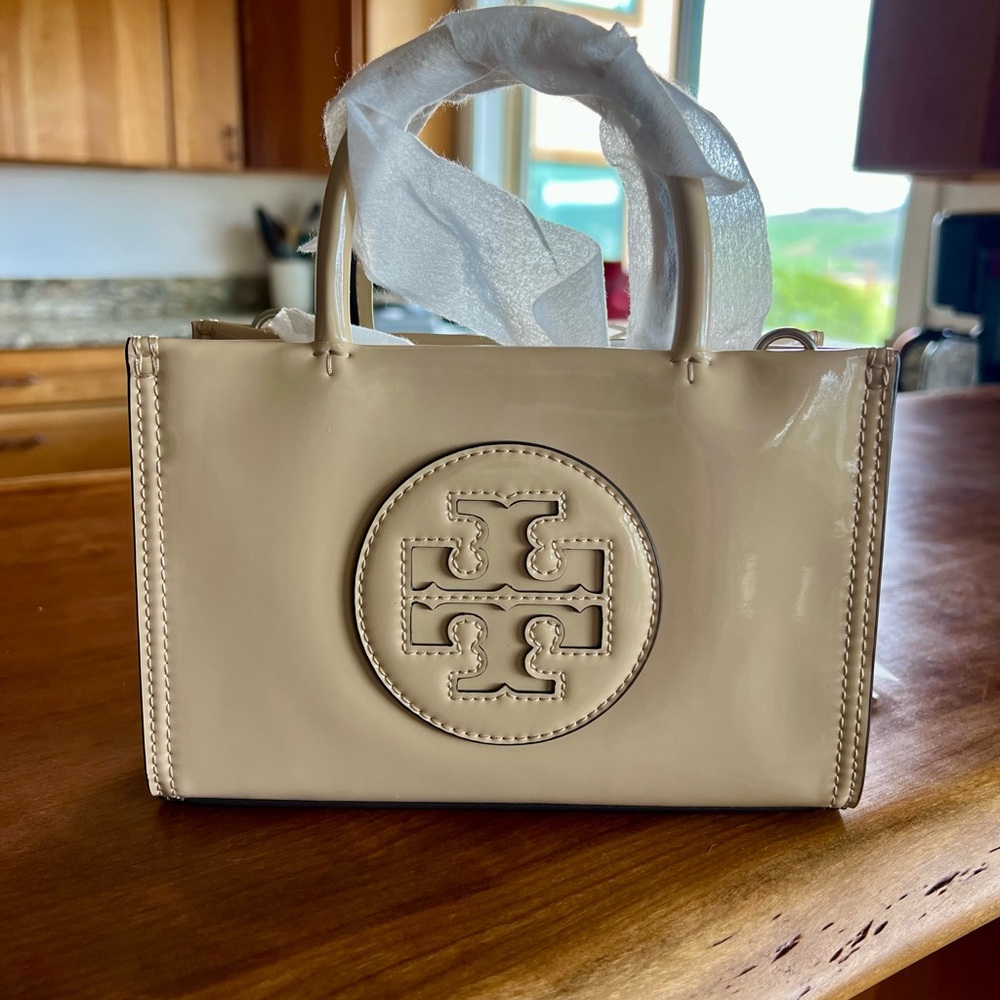 Tory Burch Cream Leather Tote Bag